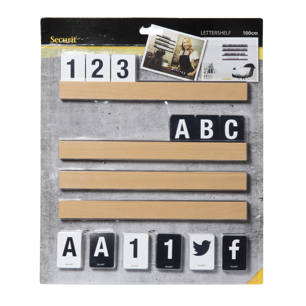 Securit Zubehör Buchstabenleiste – zur Wandmontage – 1'000 mm – Teak