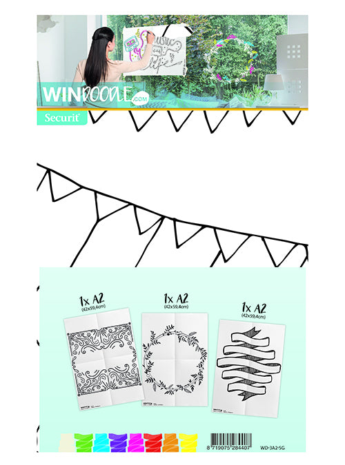 Securit Fensterschablone, A2, 3er-Set, Windoodle