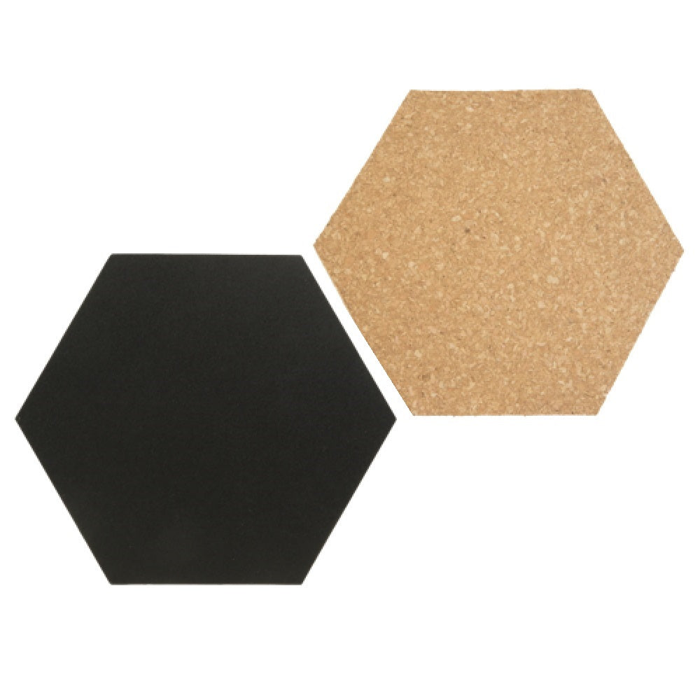 Securit Minikreidetafel/Schilder FB-CB-HEX – 155 × 179 mm – Kork, Metall, schwarz/braun – beidseitig – 7 Stk.