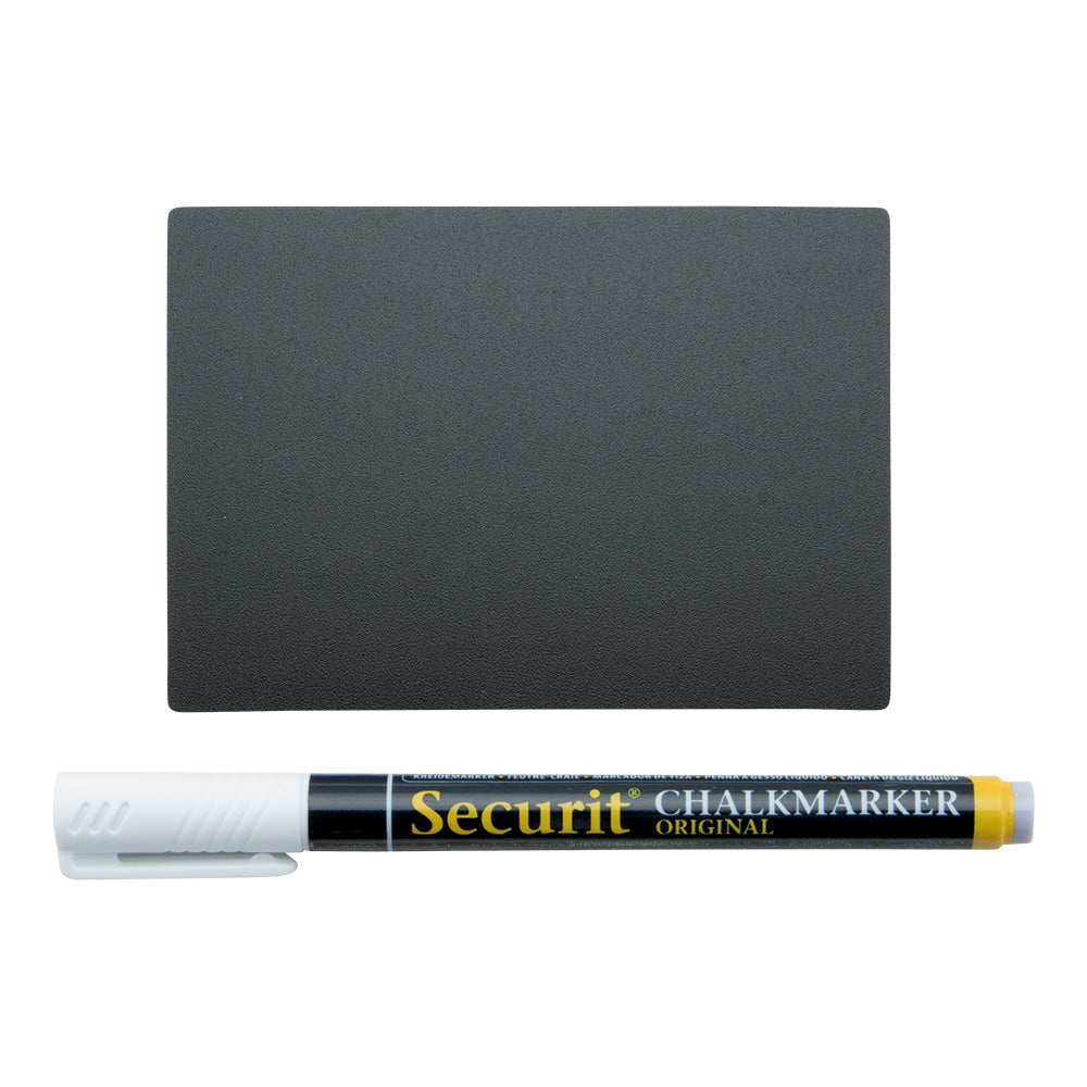 Securit Tischkreidetafel TAG-A7 – 105 × 74 mm – schwarz – für Kreide – Tisch, tragbar – 20 Stk.