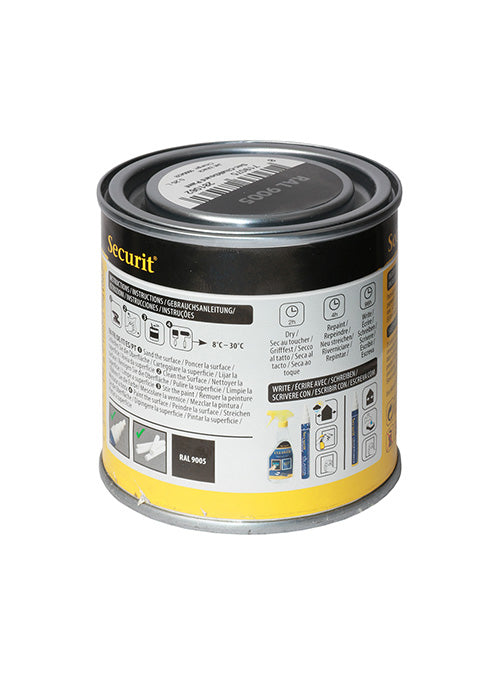 Securit Tafellack – Schwarz – 250 ml – für Glas, Holz, Metall