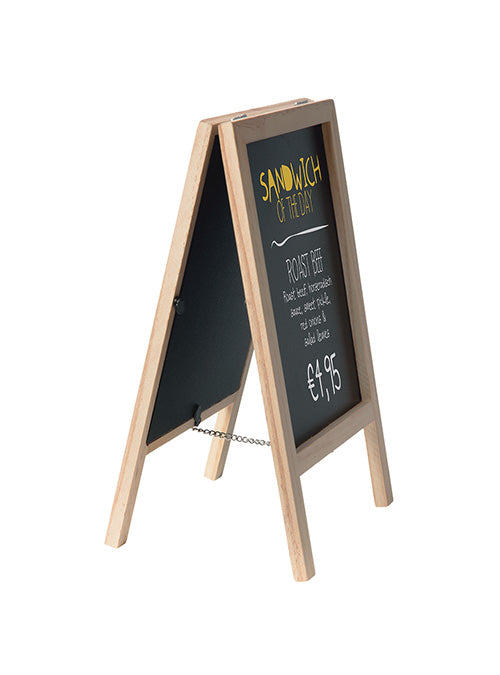 Securit Minikreidetafel – 250 × 152 mm – Holzrahmen, Schwarz – für Kreide & Kreidemarker – inkl. Standfuss
