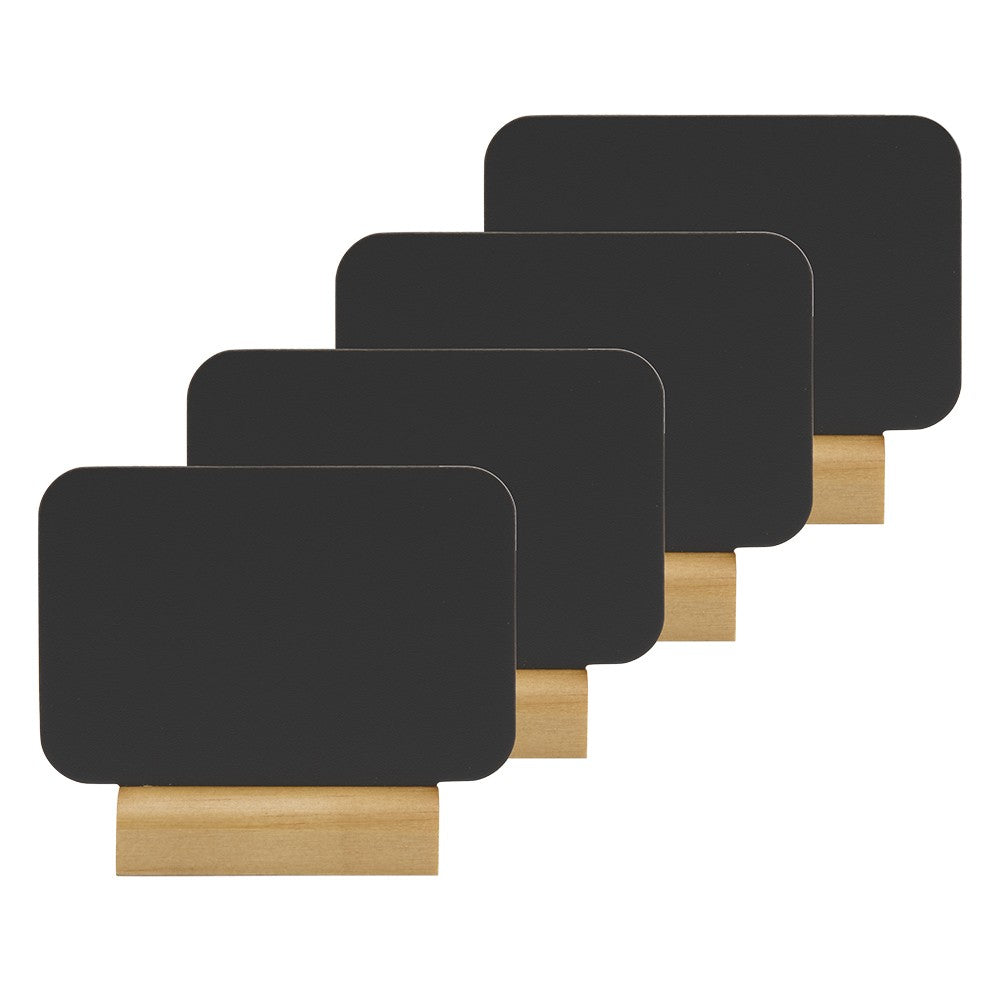 Securit Tischkreidetafel FBT-RECT – 145 × 180 mm hoch – Melamin, Holzfuss, schwarz – beidseitig, für Kreide