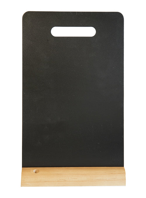 Securit Tischkreidetafel CARRY – 210 × 325 mm – Melamin, Holzsockel, schwarz – beidseitig – inkl. Kreidestift