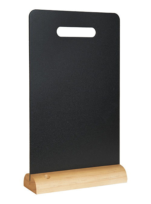 Securit Tischkreidetafel CARRY – 210 × 325 mm – Melamin, Holzsockel, schwarz – beidseitig – inkl. Kreidestift