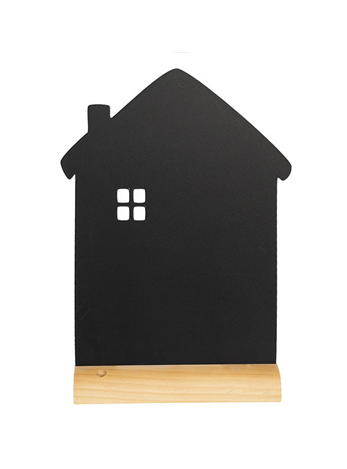 Securit Tischkreidetafel FBT-HOUSE – 210 × 330 mm hoch – Melamin, Holzsockel, schwarz – für Kreide – 1 Stk.