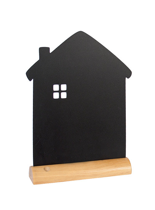 Securit Tischkreidetafel FBT-HOUSE – 210 × 330 mm hoch – Melamin, Holzsockel, schwarz – für Kreide – 1 Stk.