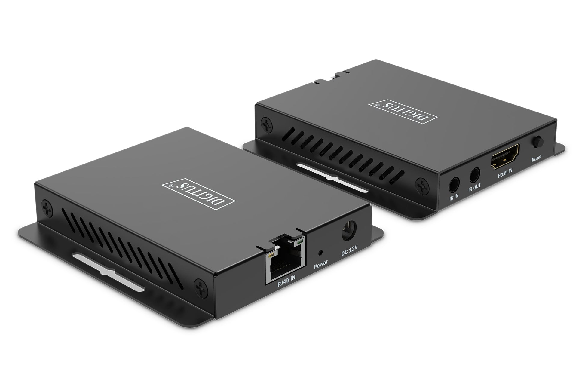 Digitus HDMI-Extender-Set – 4K UHD, 120 Hz, 40 m, HDMI 2.1, RJ-45 – Schwarz, Metall