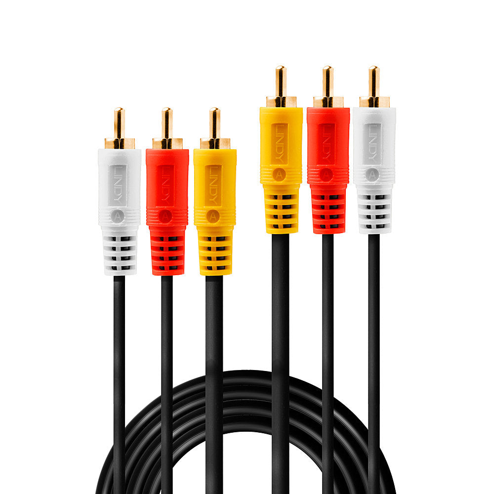 Lindy Audiokabel 3×RCA (Stecker) auf 3×RCA (Stecker) – 1 m, vergoldete Kontakte