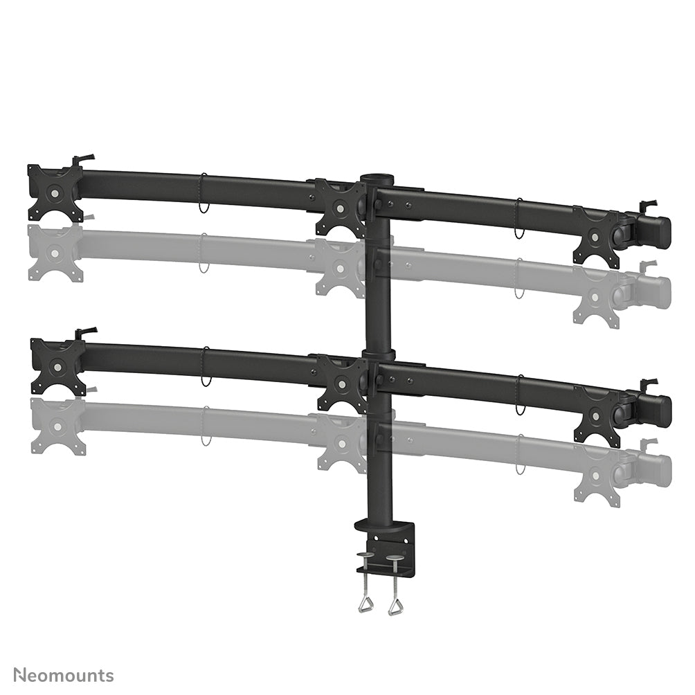 Neomounts Monitorarm, 6 Monitore, Tischklemme, bis 27", höhenverstellbar, neigen/drehen/rotieren, schwarz