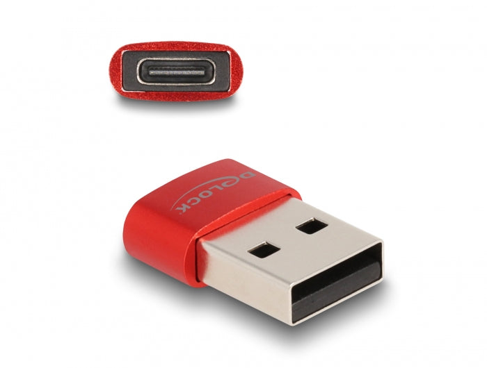 DeLOCK USB-Adapter USB-A auf USB-C – USB 2.0 (480 Mbit/s) – Rot