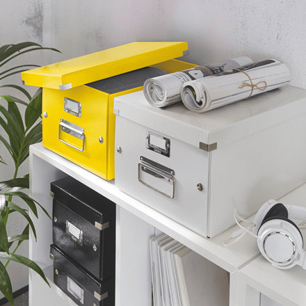 Leitz Click&Store Aufbewahrungsbox B 281 × H 200 × T 370 mm – für A4, mit Deckel, stapelbar, gelb, Karton