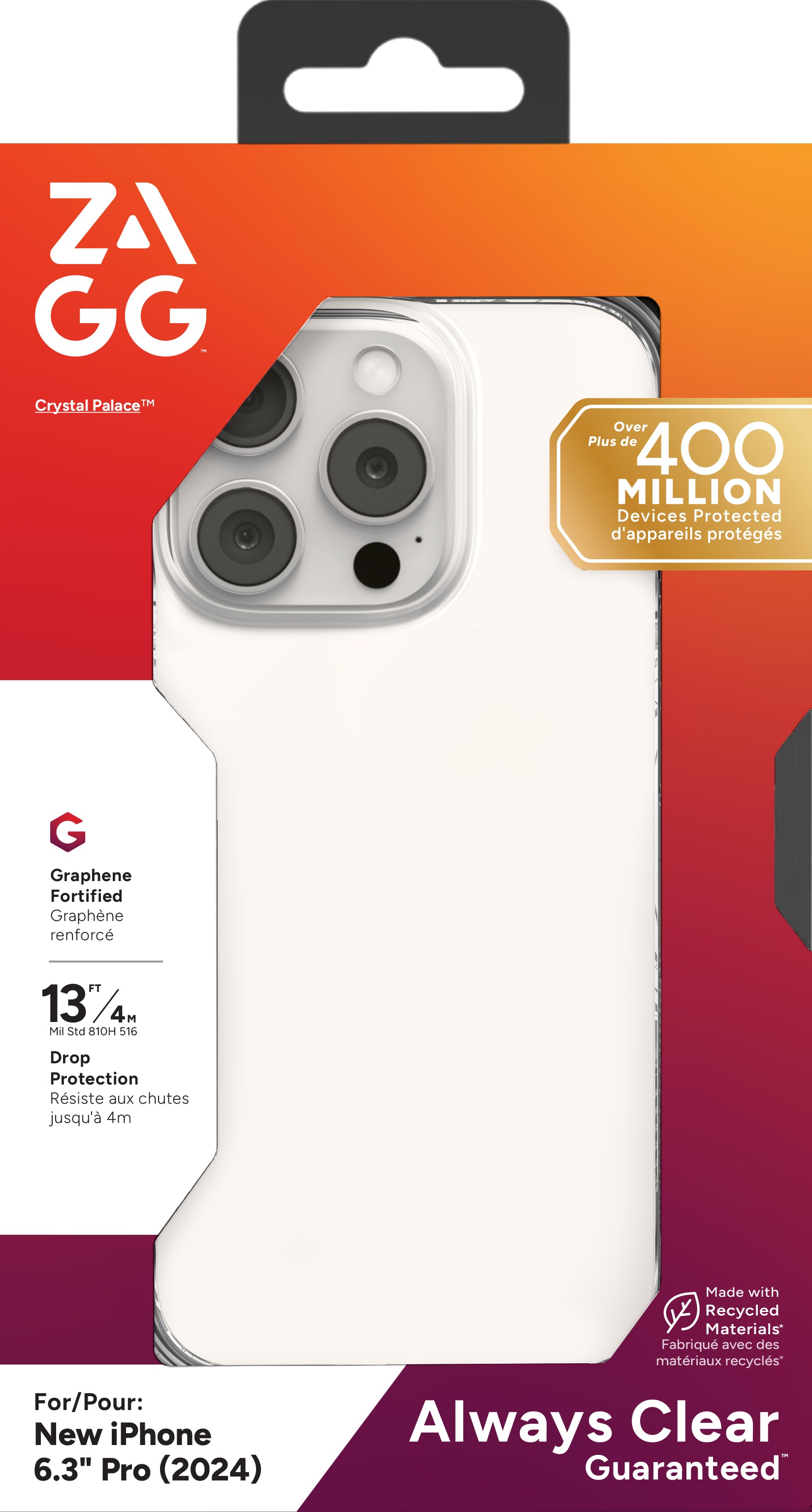 ZAGG Backcover Crystal Palace – für Apple iPhone 16 Pro – transparent
