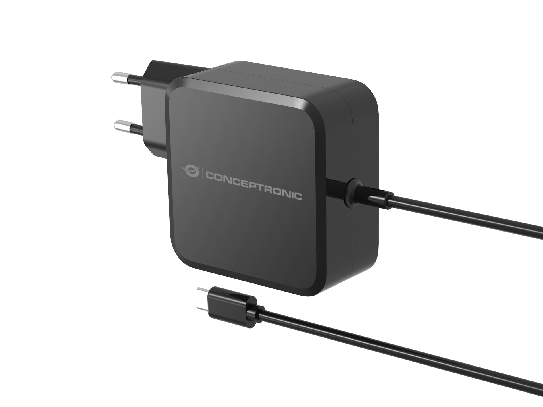 Conceptronic OZUL05BE USB-Ladegerät 100 W – USB-C (integriertes Kabel) – PD 3.0, PPS, GaN