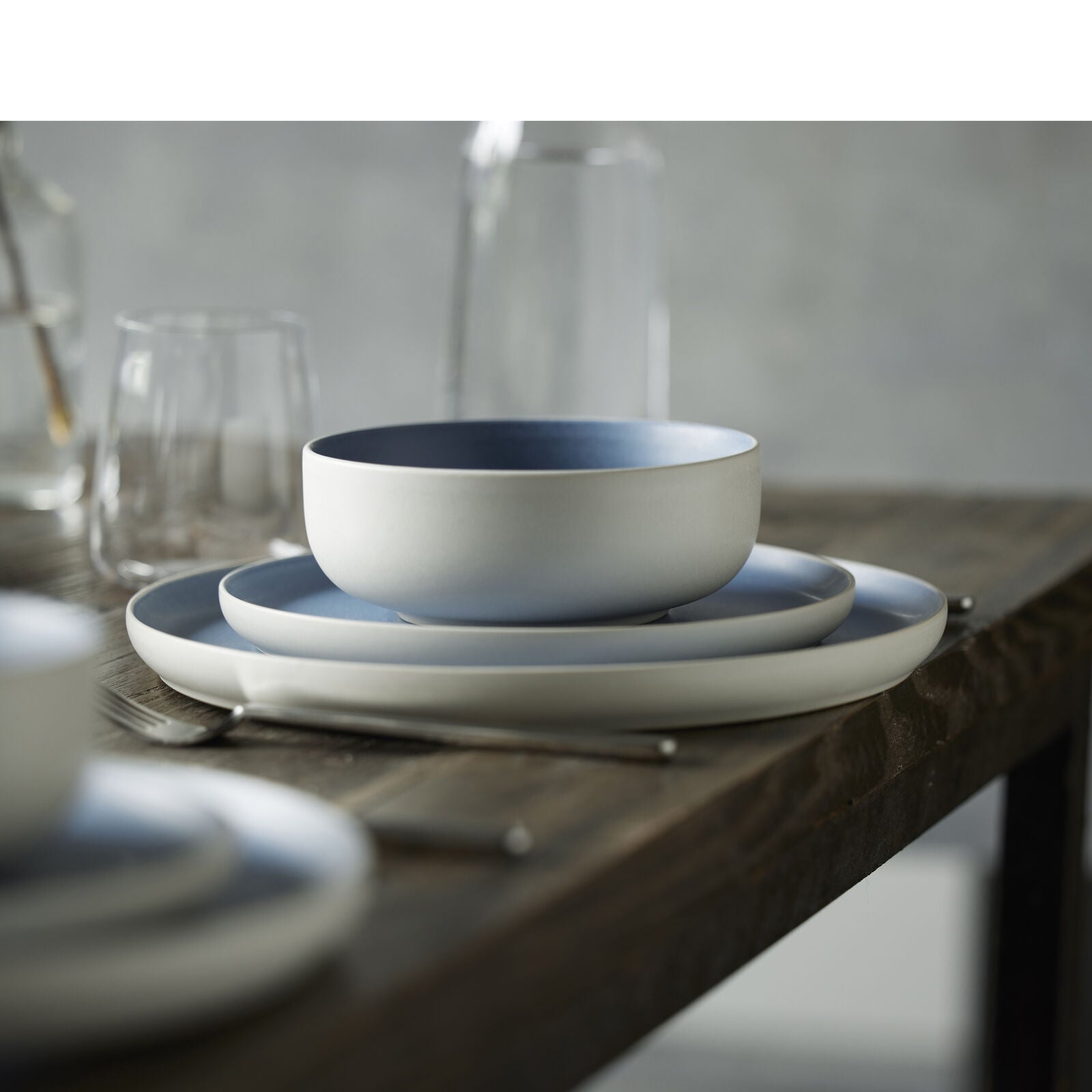 Studio Round Frühstücks- & Dessertteller – Ø 21 cm, Steinzeug, Blau, spülmaschinenfest, mikrowellengeeignet