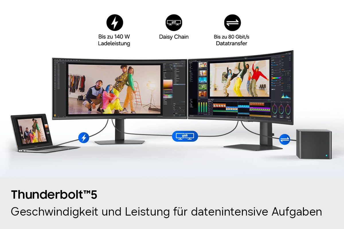 Samsung ViewFinity S8 S85TH – 40" Curved, 5120 × 2160, VA, 144 Hz, USB-C 140 W, KVM, LAN, HDR10+