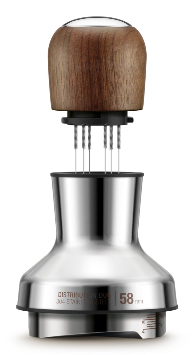 Sage Tamper Distribution Duo – Ø 5,8 cm, für 58 mm Siebträger, Edelstahl/Walnuss