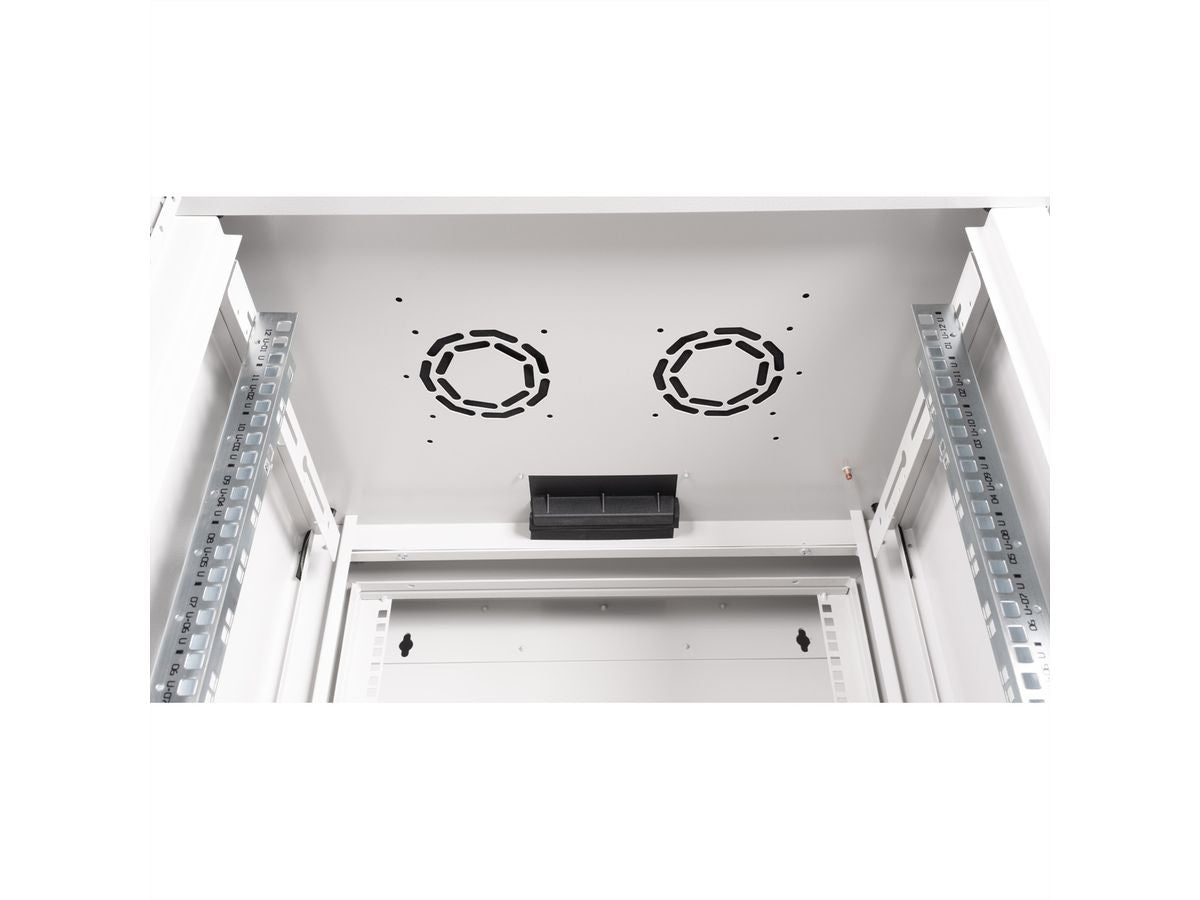 ROLINE Pro – 19" Wandverteiler 12U, IP20, abschliessbar, 600 × 600 × 640 mm, lichtgrau, Stahl