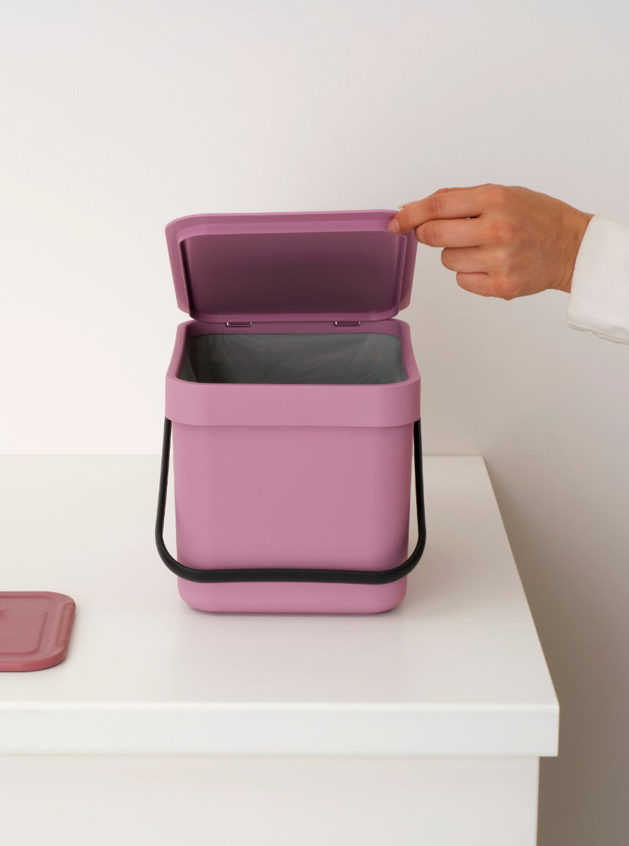 Brabantia Recyclingbox Sort & Go – 6 l – Kunststoff, rechteckig – rosa