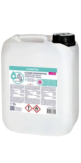 MARTEC Desinfektionsmittel – Kunststoff, weiss, 180 × 245 × 140 mm (B×H×T), hautverträglich, 5 l