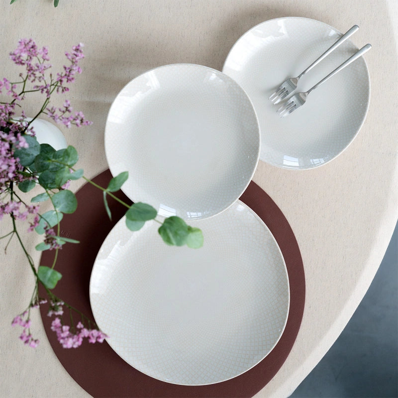 Lunasol Speise-Service Elements North Organic – Set 12-teilig, Ø 27/25/21 cm, Steingut, Beige