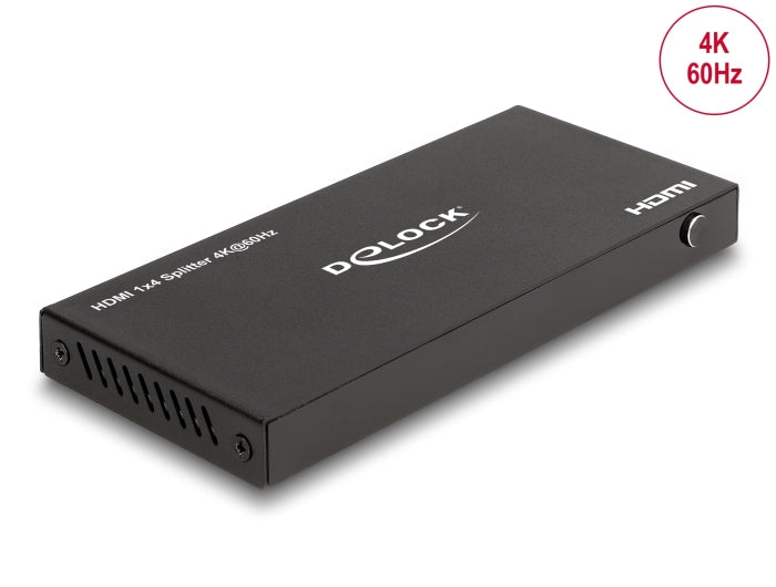 DeLOCK HDMI Splitter, 1× HDMI In / 4× HDMI Out, 4K@60 Hz, HDR, Downscaler, HDCP 2.2, Schwarz