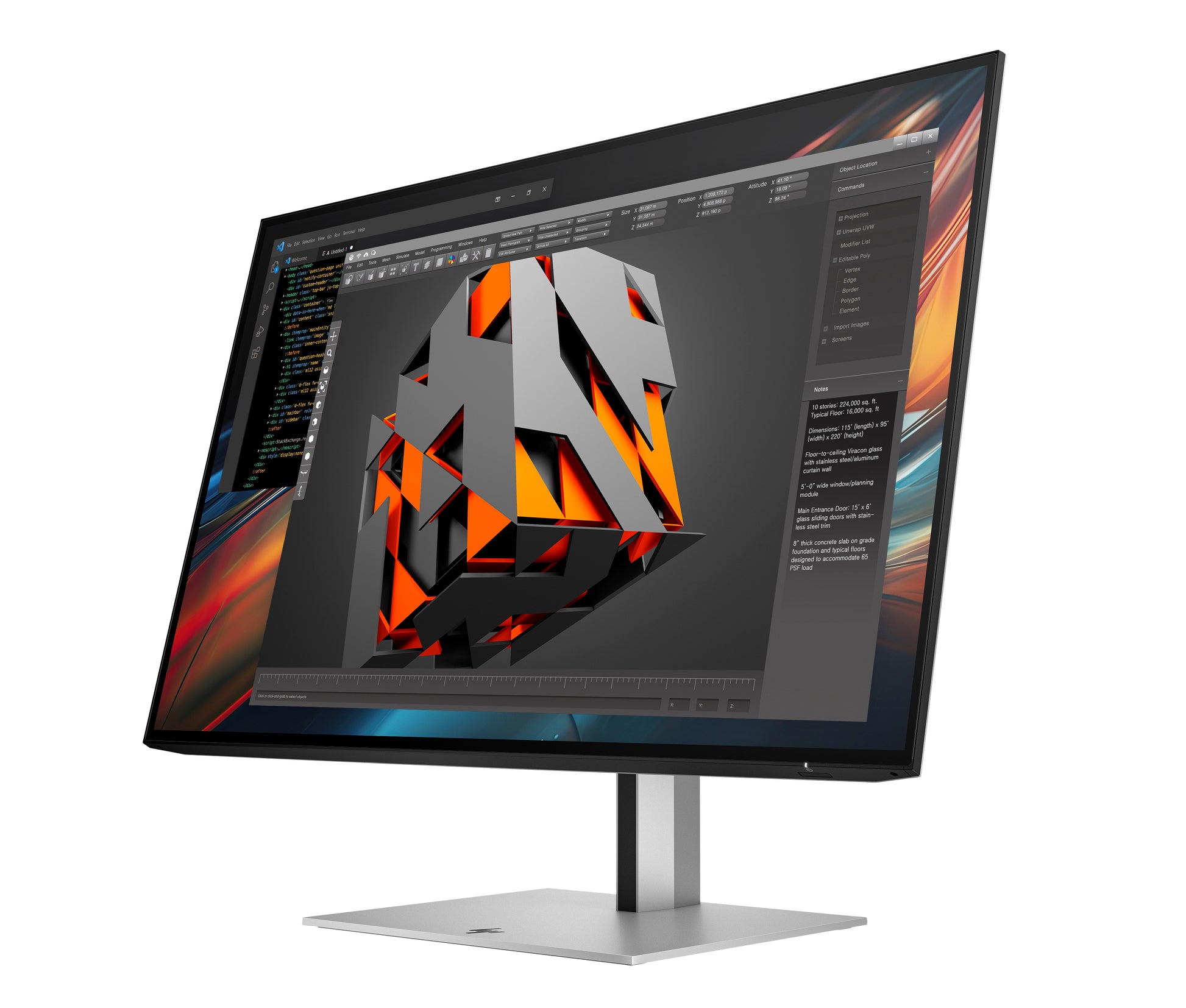 HP 724PU – Monitor, 24", 1920 × 1200 (WUXGA), IPS, 350 cd/m², HDMI, DisplayPort, USB