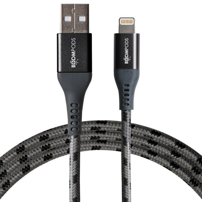 Boompods Kabel – USB-A auf Lightning 1,5 m, geflochten, Graphit – für iPhone/iPad