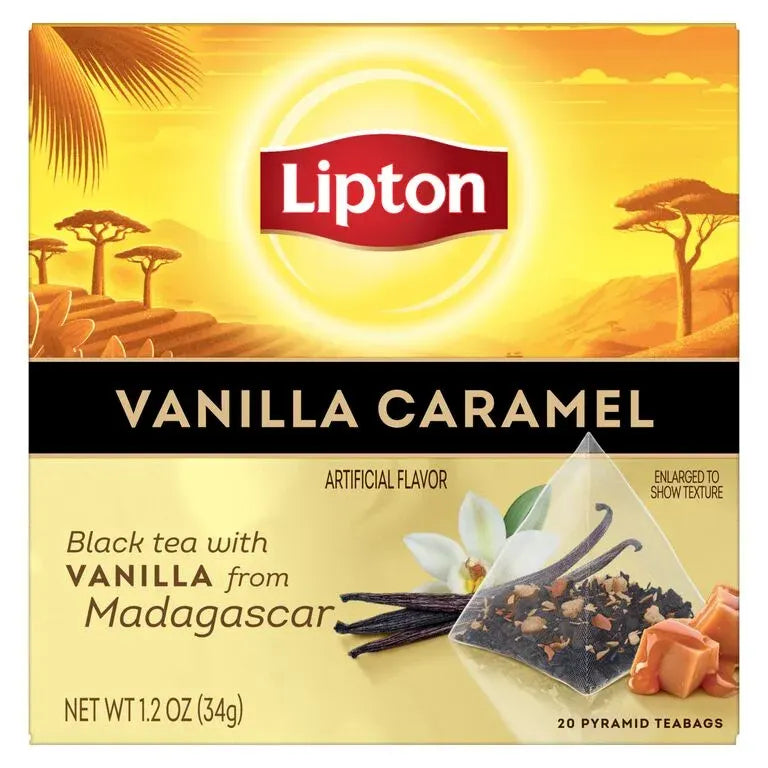 Lipton Schwarztee Vanille & Karamell – Teebeutel 20 Beutel – Fairtrade
