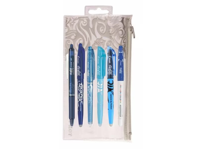 Pilot FriXion Family – Tintenroller, 0,45 mm, blau, radierbar – 6 Stk.