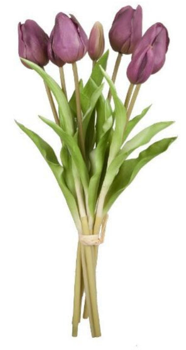 Dekomat AG Strauss Tulpen – 38 × 20 cm – Kunststoff, violett – 7-teilig