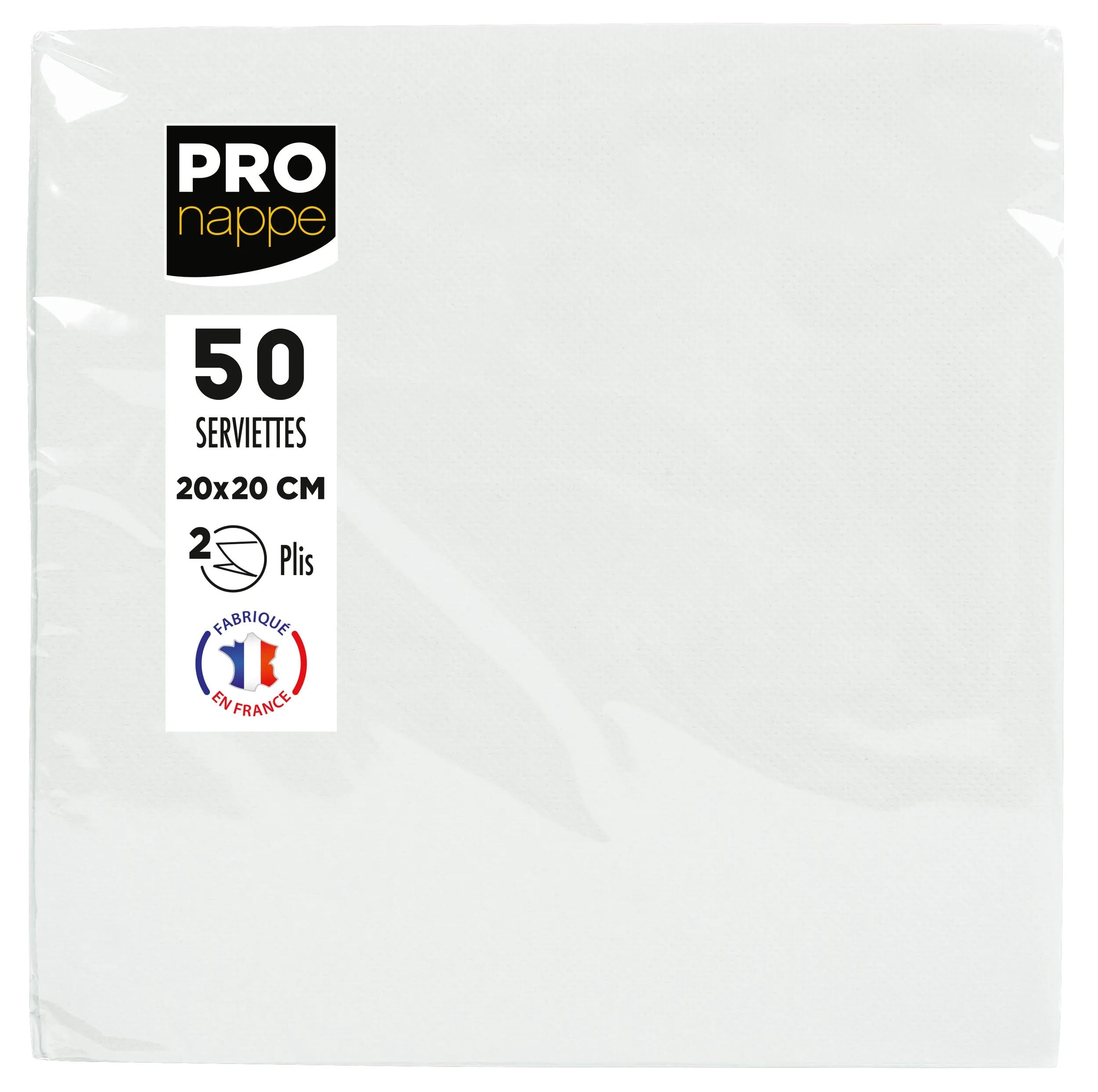 PRONAPPE Servietten – weiss – 20 × 20 cm, 2-lagig – 50 Stück