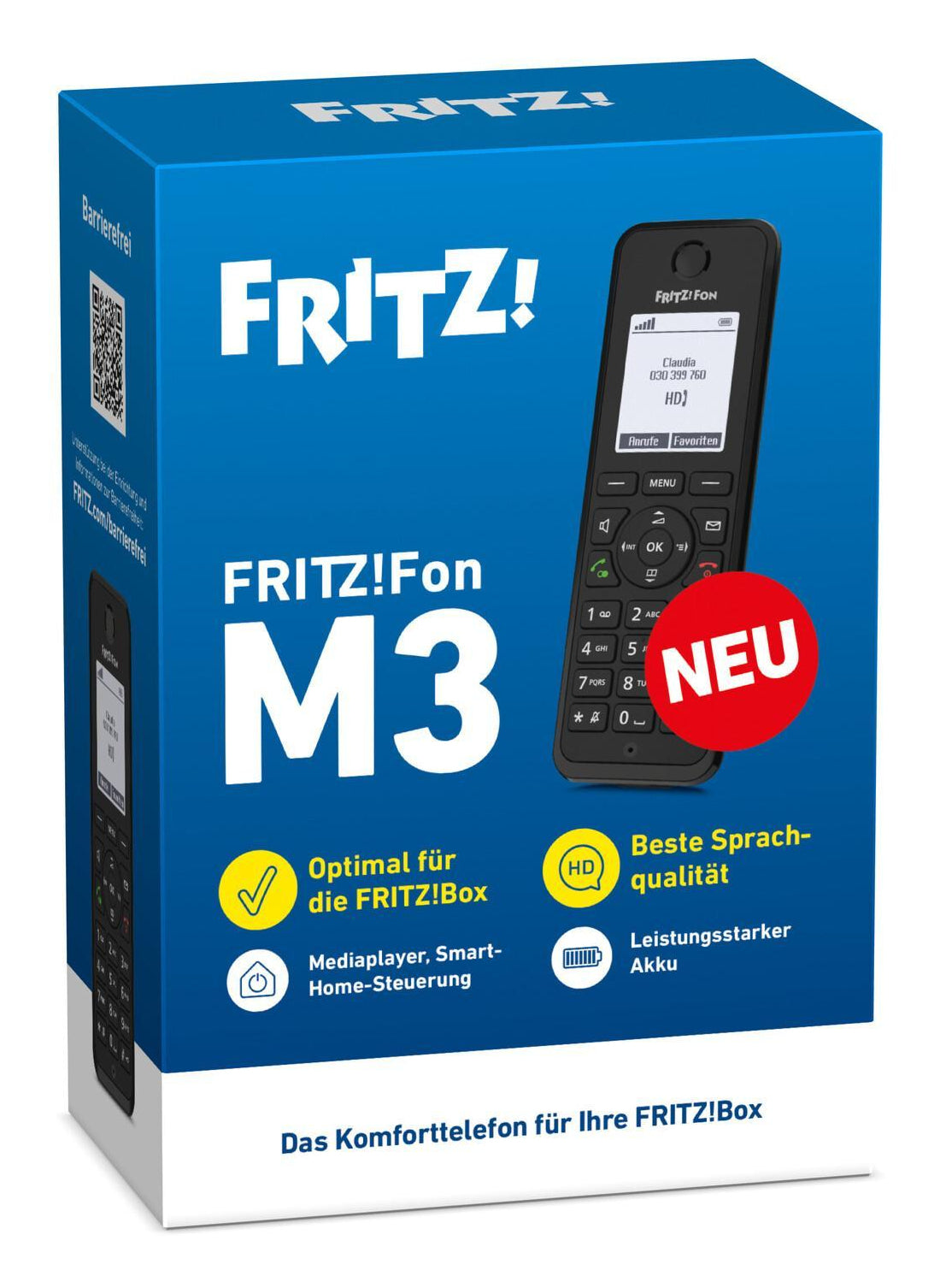 FRITZ! AVM FRITZ Fon M3 – DECT-Telefon nur Mobilteil, mit Anrufbeantworter, Freisprechen, schwarz