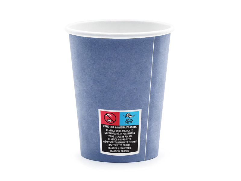 PartyDeco Becher, Papier – 2,2 dl, Marineblau – 6 Stk.
