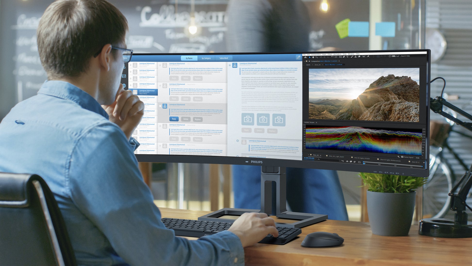 Philips 45B1U6900C/00 – Monitor, 44,5", 5120 × 1440, VA, 75 Hz, 450 cd/m², USB-C, KVM, VESA 100 × 100, Schwarz