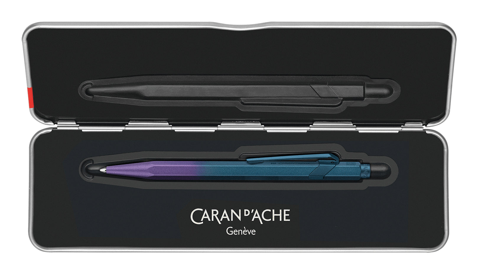 Caran d-Ache Caran d'Ache 849 Blau-Violetter Kugelschreiber – für Caran d'Ache Goliath, Schwarz, Druck, Aluminium, nachfüllbar