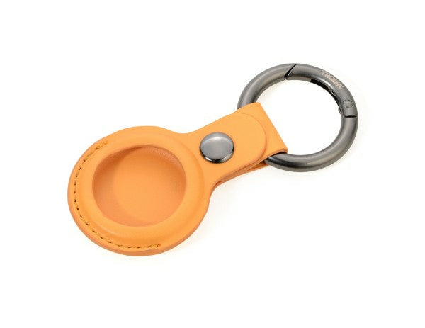 TROIKA Schlüsselanhänger für AirTag – Kunstleder, Orange, 88 × 40 × 8 mm