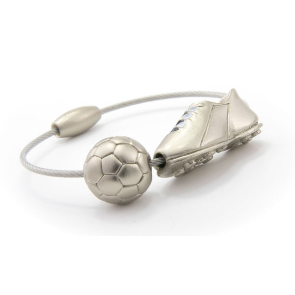 TROIKA Schlüsselanhänger Fussball – Emaille, Metall, Silber, 52 × 52 × 12 mm, 6er-Pack