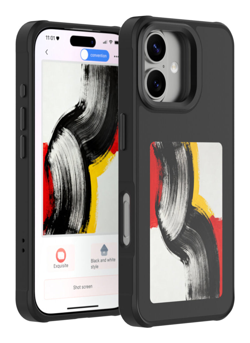4smarts E-Ink Backcover – für Apple iPhone 17, MagSafe, PC, Schwarz, E-Ink-Display mit NFC