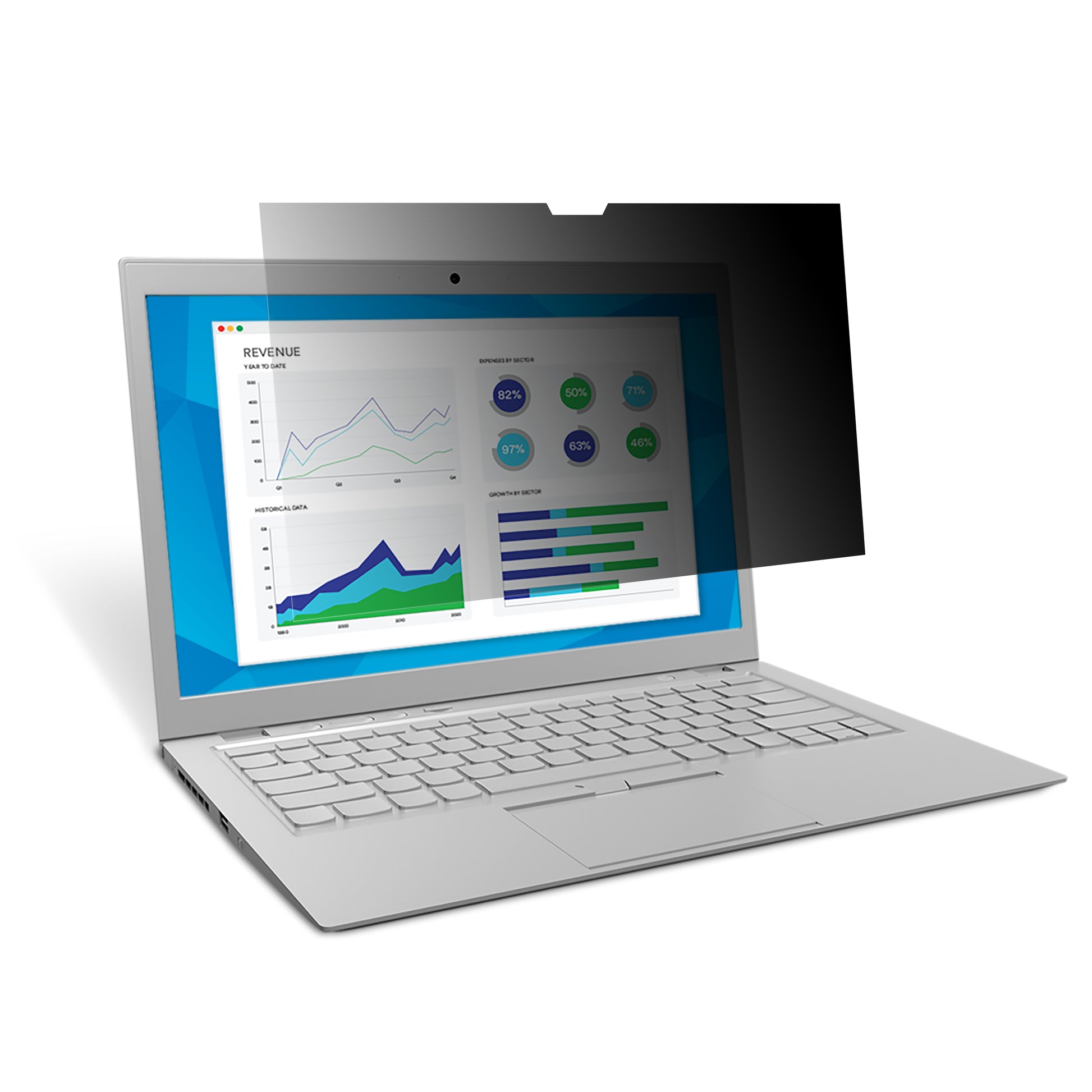 3M Blickschutzfilter mit Flip-Befestigung für Laptop 15,6", 16:9 – 345 × 194 mm, rahmenlos