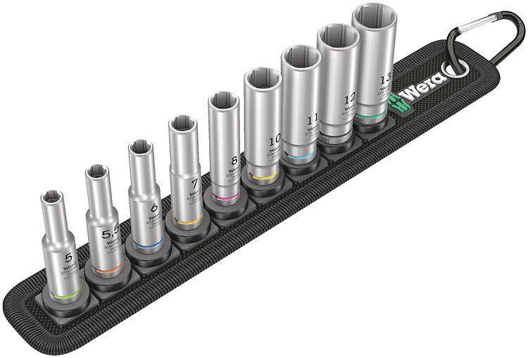 Wera Belt A – Stecknuss-Satz 1/4", 5/5,5/6 … mm, 9-teilig, Belt, 05004525001