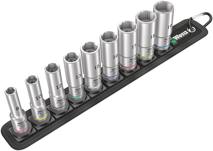 Wera Belt B Deep – Stecknuss-Satz 3/8" 8/10/12 … mm, 9-teilig, Belt, 05004545001