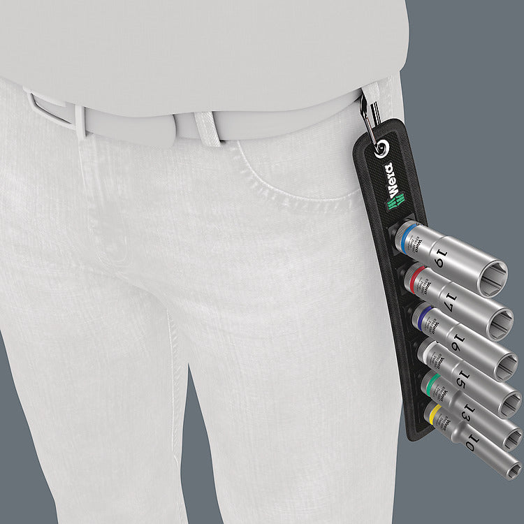 Wera Belt C Deep 1 – Steckschlüssel-Satz – Laufwerksgrösse 1/2", Muffengrössen 10, 13, 15, 16, 17, 19 mm – 6-teilig