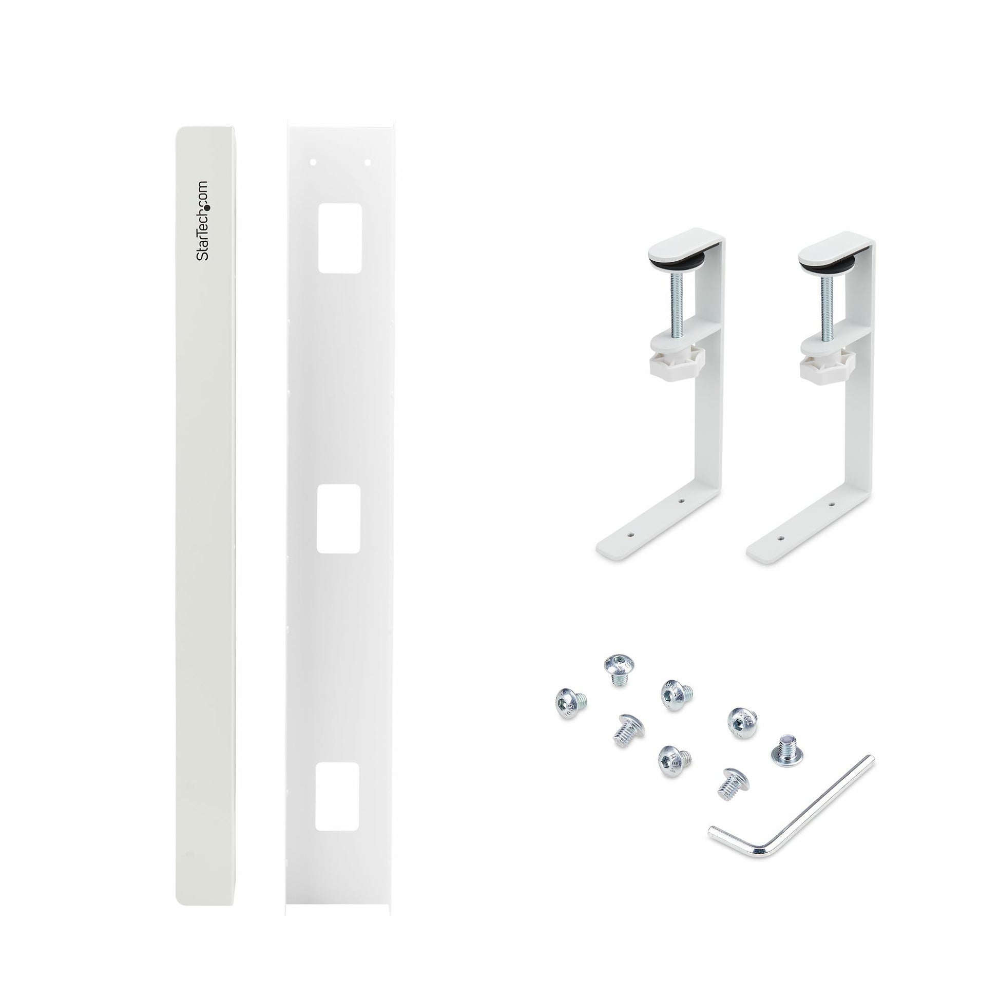 StarTech.com Untertisch-Kabelwanne – 105 × 120 × 207 mm – Stahl – Weiss, ohne Bohren, 1 Stk.