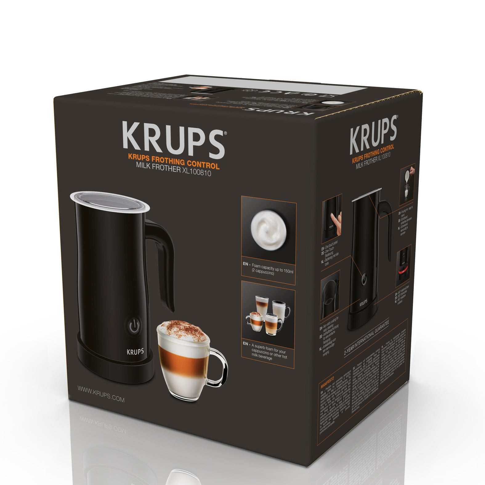 Krups Elektrischer Milchschäumer XL1008 – Füllmenge 150 ml, Schaum 150 ml, 550 W, Schwarz