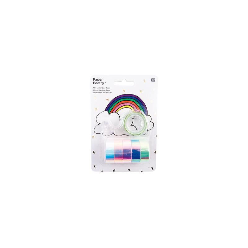 Rico Design Washi Tape – 12 mm × 2 m, mehrfarbig, glänzend, 6 Rollen