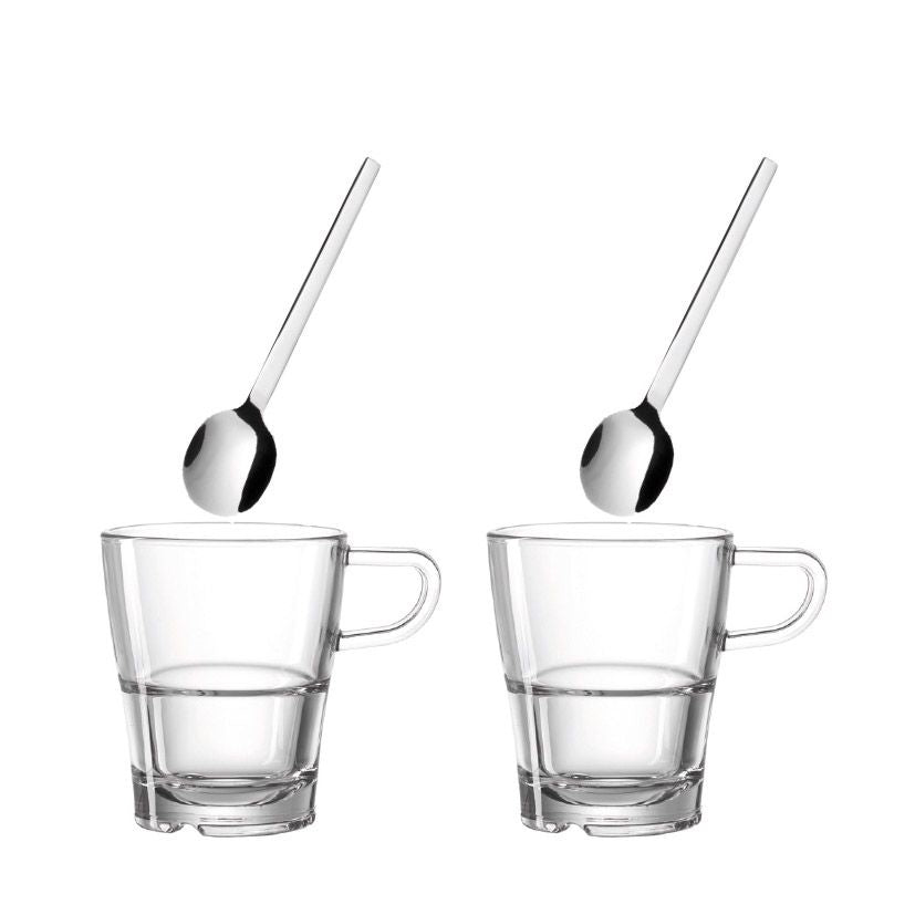 LEONARDO Senso Kaffeetassen – 4-teiliges Set, 250 ml, Ø 8,0 cm, H 12,6 cm, Glas, spülmaschinenfest