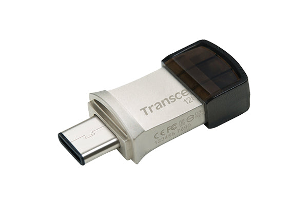 Transcend USB-Stick – 128 GB, USB 3.0, OTG; Typ A und C; Silber