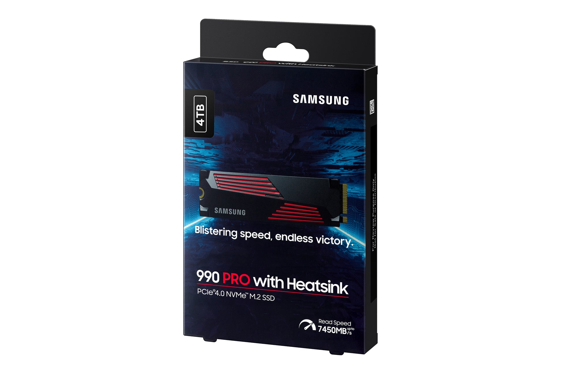Samsung 990 PRO – 4 TB M.2 2280 NVMe PCIe 4.0 x4, 7'450/6'900 MB/s, V-NAND TLC, mit Kühlkörper