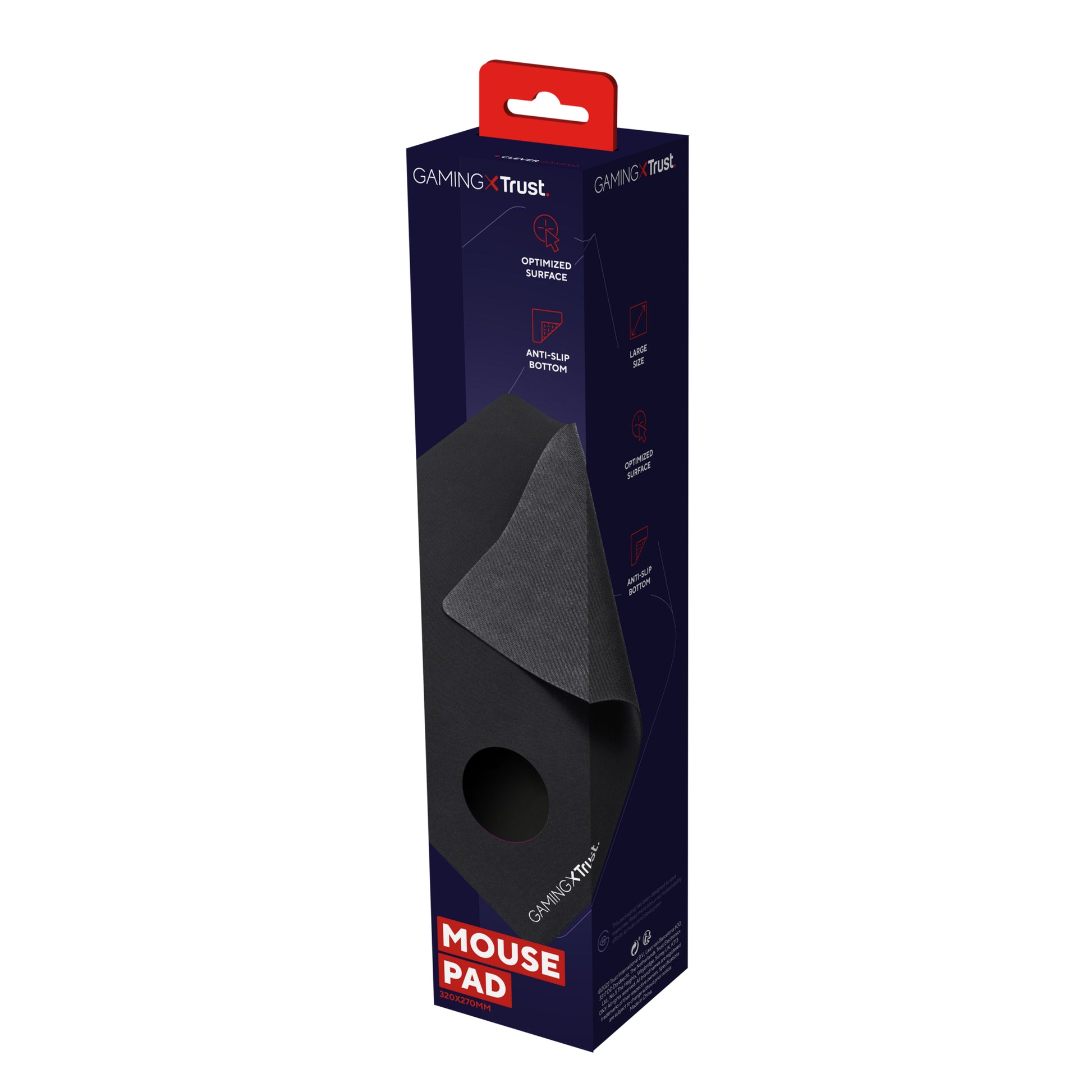 Trust GXT 754 L – Gaming-Mauspad – 320 × 270 mm, Schwarz, Anti-Rutsch-Basis